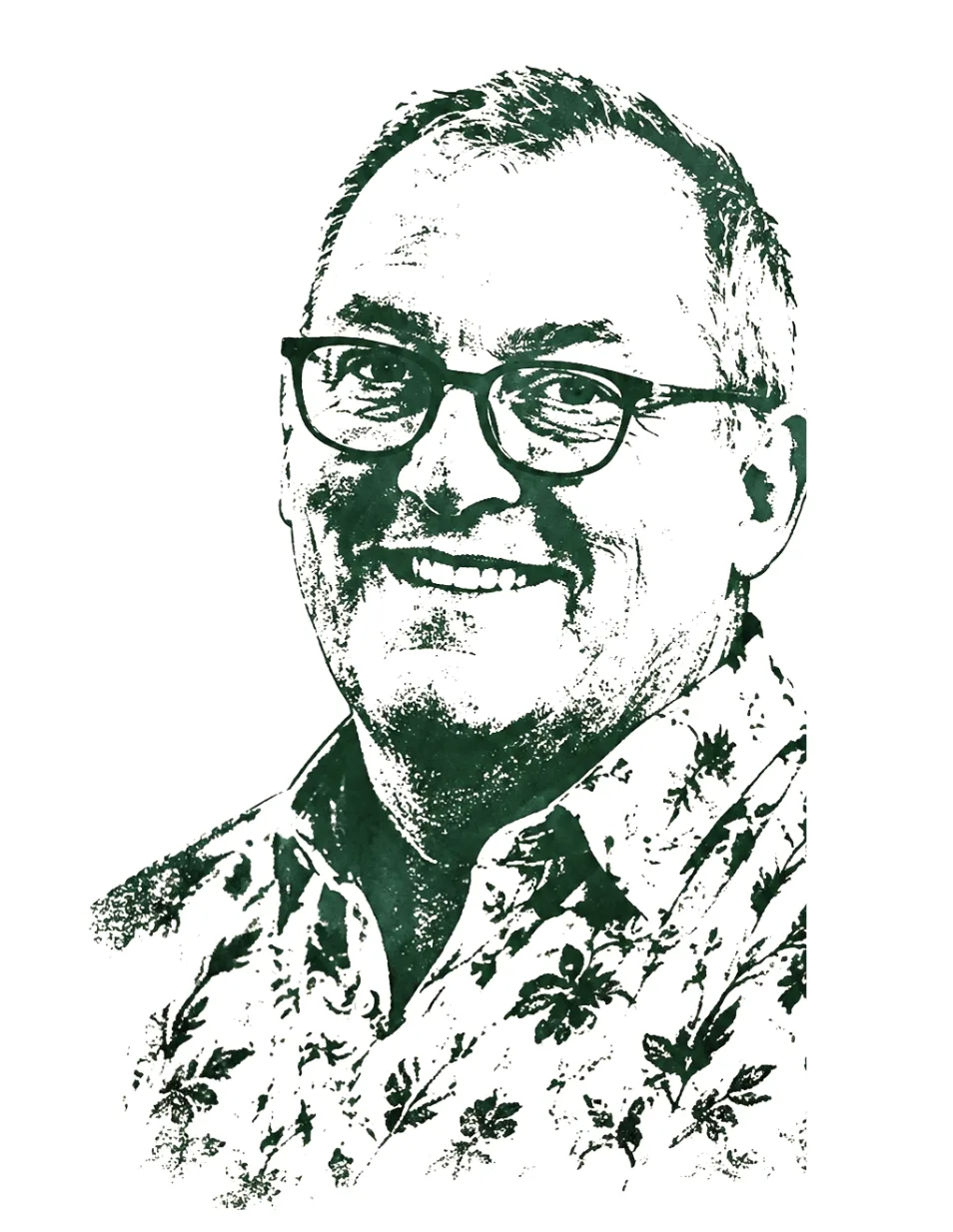 Portrait illustré de Graham Sprigg, fondateur d’Éco-Parc