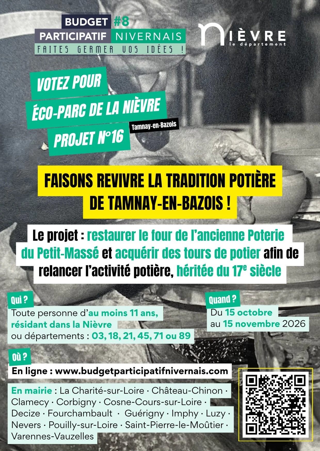 Flyer du Budget participatif nivernais 2026, projet n°16 Éco-Parc de la Nièvre